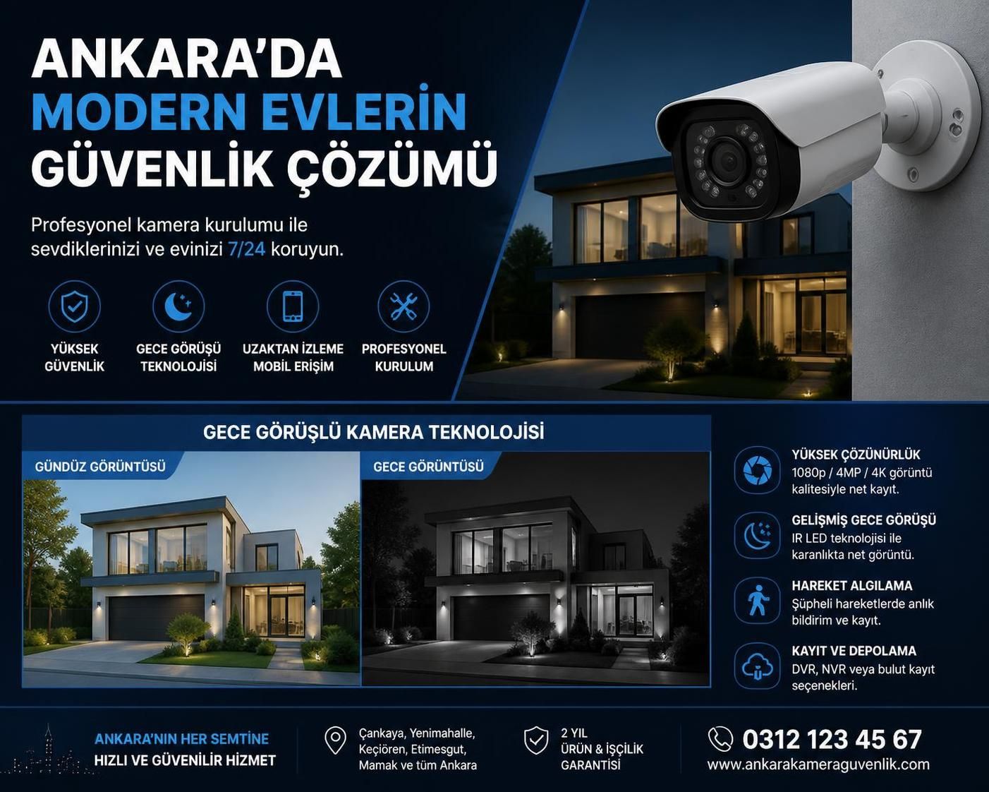 ankara'da gelişmiş kamera sistemleri ile ev ve iş yerlerinizi güvenliğe alın, sevdiklerinizi ve değerlerinizi koruyun.