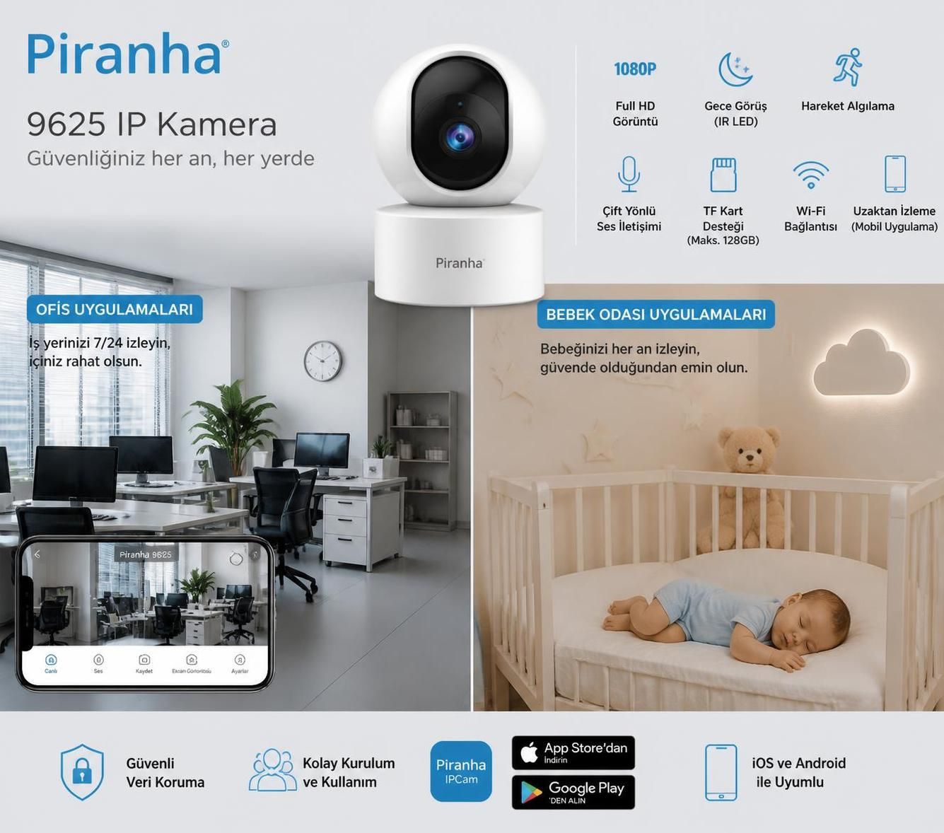 piranha 9625 ip kamera, yüksek çözünürlük ve gelişmiş özelliklerle güvenliğinizi artırır. kolay kurulum, gece görüşü ve hareket algılama avantajlarıyla ideal seçim.