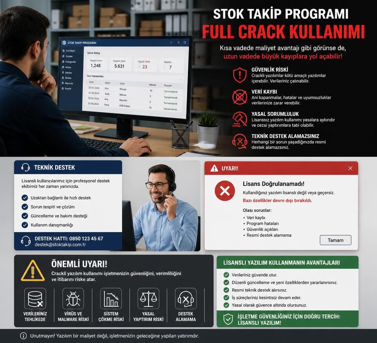 stok takip programı full crack kullanımı avantajları ve riskleri hakkında kapsamlı bilgi edinin. yasal olmayan kullanımların risklerini ve alternatif güvenli çözümleri keşfedin.